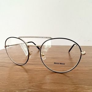 Miu miu VMU 51 R black gold optical frames glasses